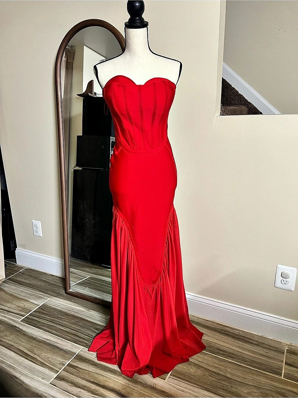 Strapless Red Maxi Dress Like New